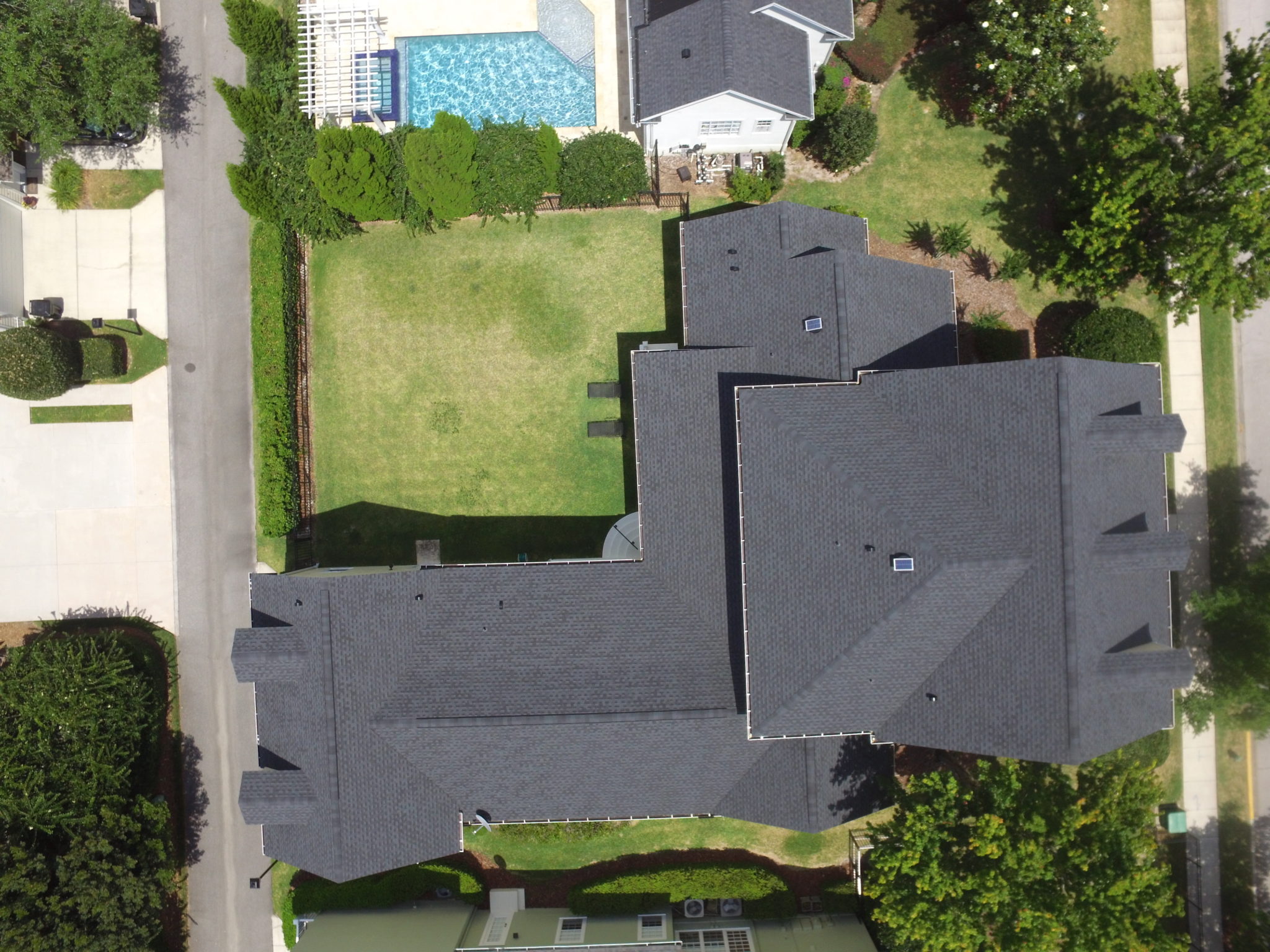residential roofing arial shot