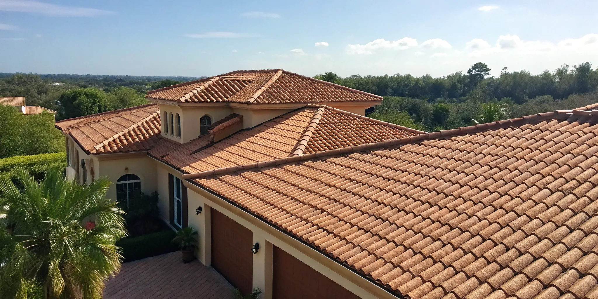 A new tile roof on a Florida home, a major factor in the total replacement cost.