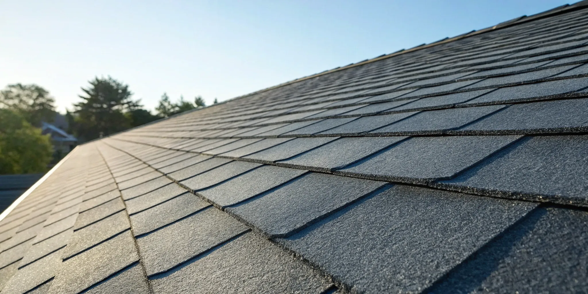 A close-up of asphalt shingles showing the quality that impacts overall prices.