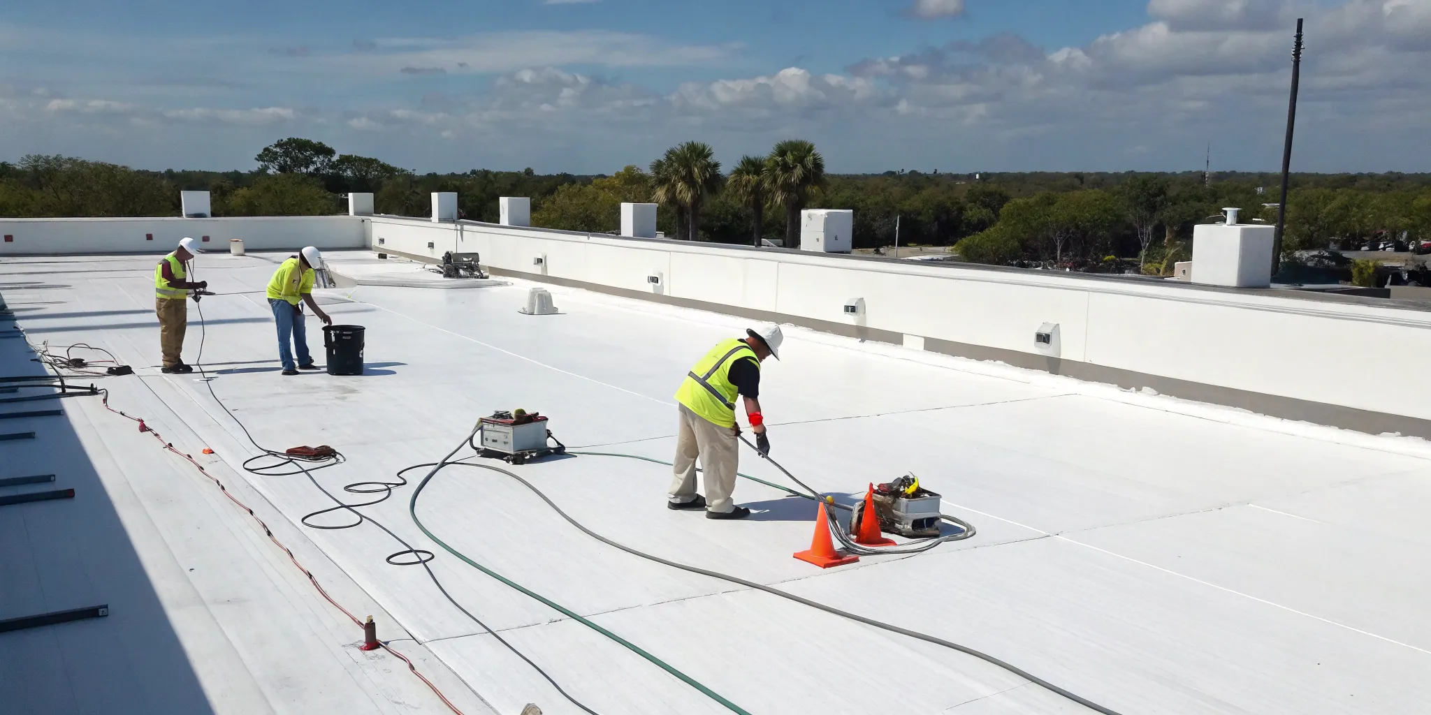 Professional commercial roofing services for a flat roof in Orlando.