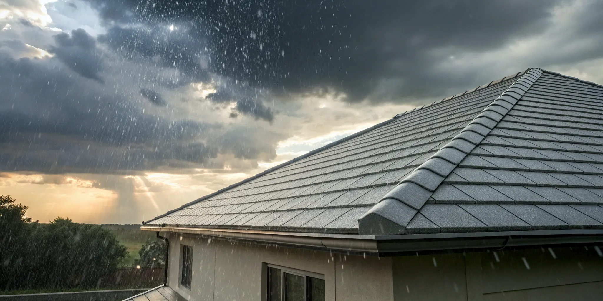 A damaged roof with a water leak, a key factor in the cost to fix a roof leak.