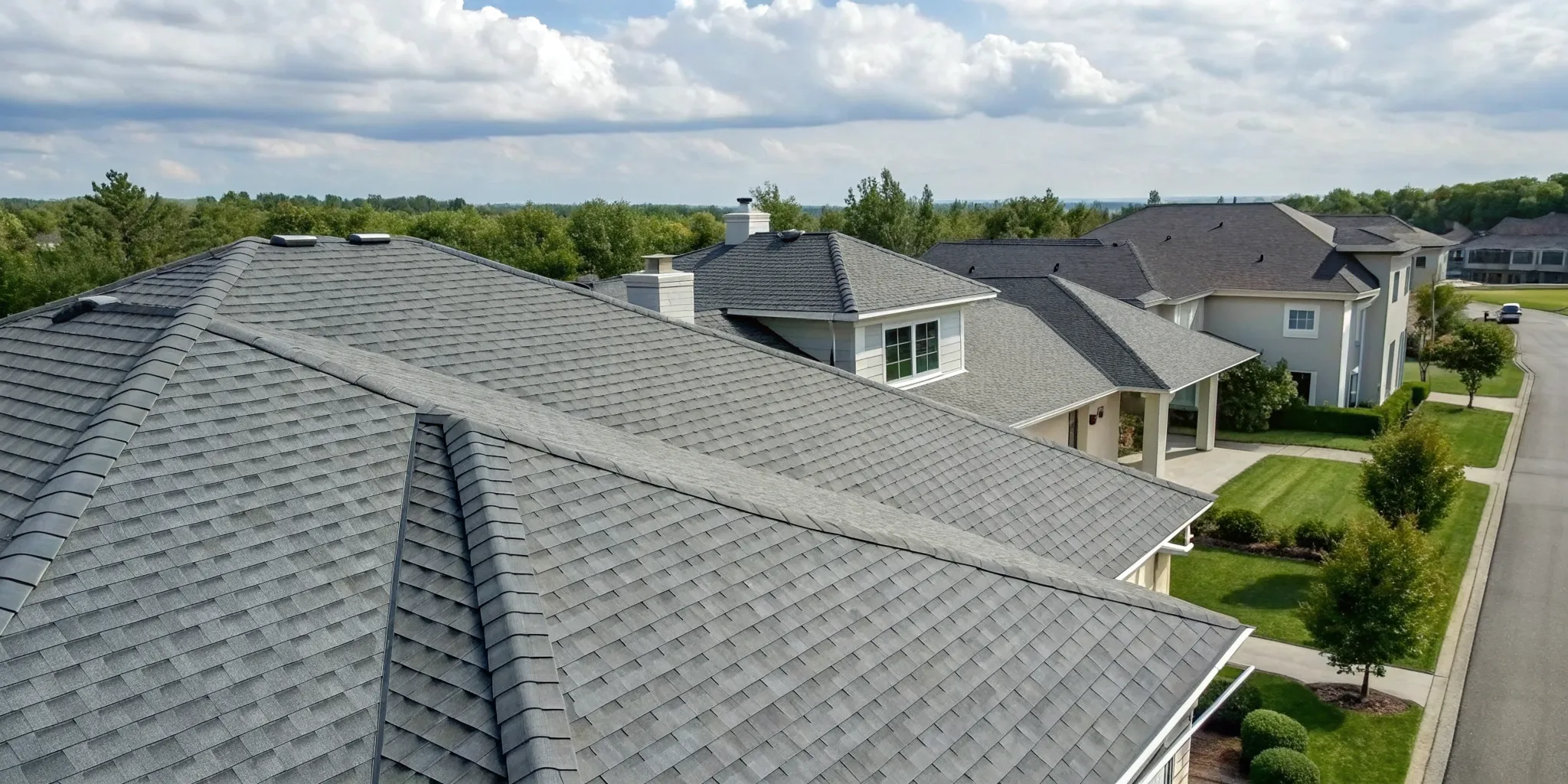 A strong residential roof with hurricane shingles installed by the best roofing company.