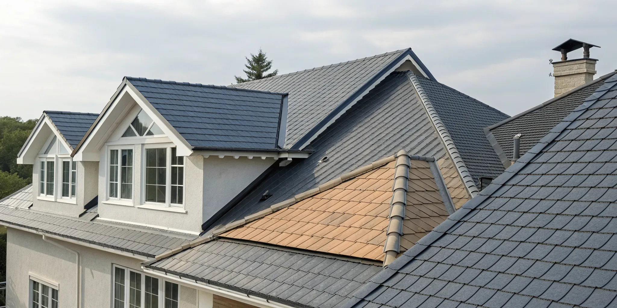 A modern shingled roof, a common site for the best emergency leak repair.