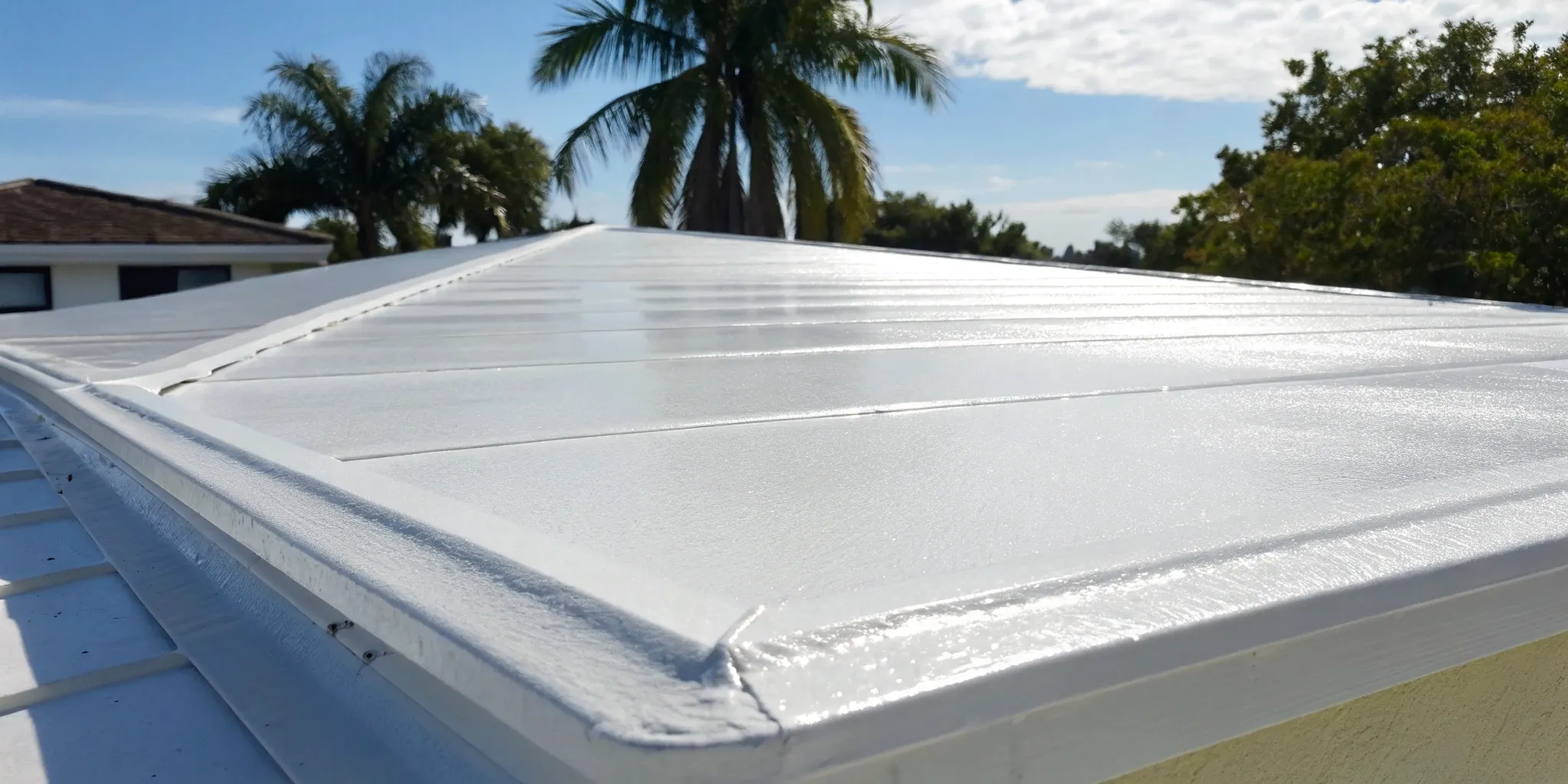 White TPO roofing membrane installation on a flat roof, a primary factor in the project's final cost.