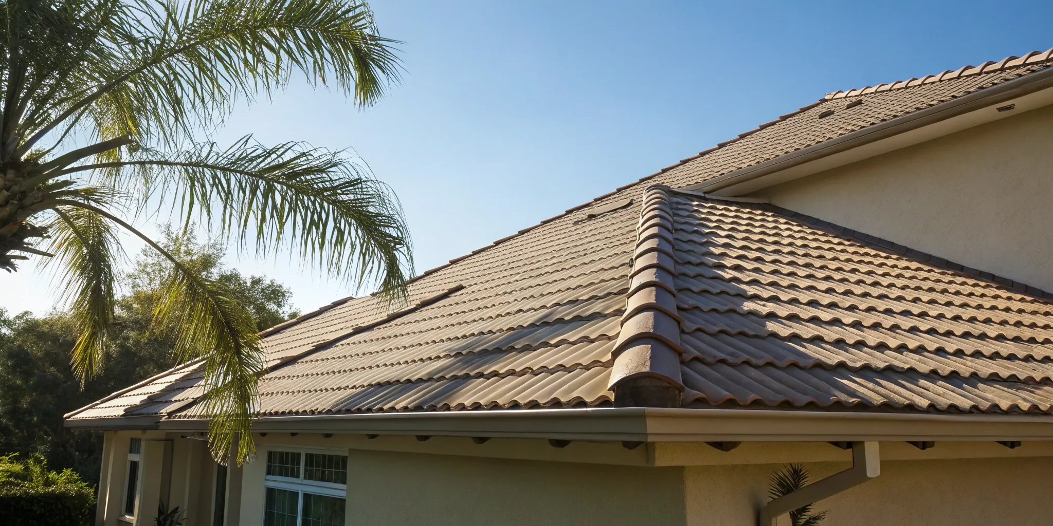 A sturdy clay tile roof after a successful wind damage repair.